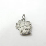 Sterling Silver Wisconsin State Outline Charm Pendant Vintage c1970