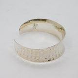 Sterling Silver Mexican Hammered Concave Cuff Bangle Bracelet Contemporary c2000