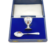 Boxed Sterling Silver Egg Cup & Spoon Breakfast Set Vintage 1985 Birmingham