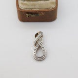 Sterling Silver Paste Set Swirling Drop Charm Pendant Vintage c1970