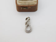 Sterling Silver Paste Set Swirling Drop Charm Pendant Vintage c1970