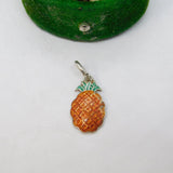 Sterling Silver & Enamel Pineapple Charm Pendant Vintage c1970