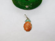 Sterling Silver & Enamel Pineapple Charm Pendant Vintage c1970