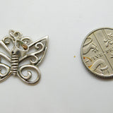 Sterling Silver Little Butterfly Charm Pendant Vintage c1970