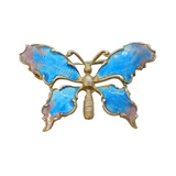 20th Century Sterling Silver & Blue-Pink Enamel Butterfly Brooch Antique