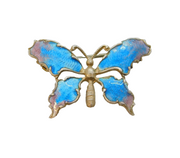 20th Century Sterling Silver & Blue-Pink Enamel Butterfly Brooch Antique