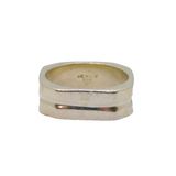 Sterling Silver Mexican Squared Concave Chunky Band Ring Vintage c1970 Size S
