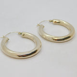 Pair of Sterling Silver Large Round Hoop Huggie Earrings Vintage c1970