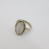 Sterling Silver Mother Of Pearl Art Deco Style Ring Vintage c1970 Size G 1/2