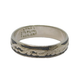 Sterling Silver Niello Enamel Patterned Band Ring Vintage c1970 Size M 1/2