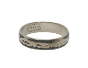 Sterling Silver Niello Enamel Patterned Band Ring Vintage c1970 Size M 1/2