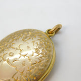 Victorian Gold Plated Floral Pattern Sweetheart Locket Antique c1880s