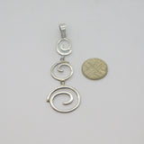 Sterling Silver Triple Linked Swirls Long Drop Studio Pendant Vintage c1970s