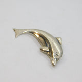 Sterling Silver Dolphin Fish Form Brooch Pin Vintage c1970