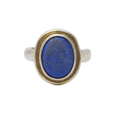 Sterling Silver & Lapis Lazuli Set Dress Ring Vintage c1970s