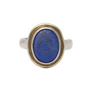 Sterling Silver & Lapis Lazuli Set Dress Ring Vintage c1970s