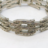 Art Deco Esha Randel Silver Plated & Paste Set Floral Bracelet Antique c1930s