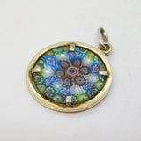Sterling Silver Mounted Millefiori Glass Pendant Vintage c1980s