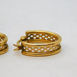 Pair of 9ct Yellow Gold Knotted Hoop Earrings Vintage c1970s