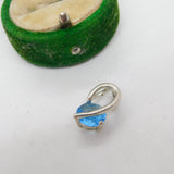 Sterling Silver Blue Topaz Drop Charm Pendant Vintage c1970