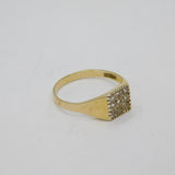 Gold On Sterling Silver 9 Paste Set Signet Band Ring Vintage c1970 Size P 1/2
