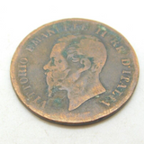 Italian King Vittorio Emanuele II 5 Centesimi Coin Antique 1861 Victorian