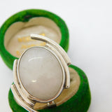 Mexican Sterling Silver & Milky Quartz Statement Ring Vintage c1980 Birmingham