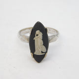 Sterling Silver Wedgwood Jasperware Set Dress Ring Vintage 1973 London