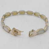 Sterling Silver Mother Of Pearl Panel Form Bracelet Vintage c1990's