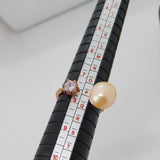 Rose Gold on Sterling Silver, Faux Pearl & Spinel Dress Ring Vintage c1970