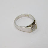 Sterling Silver Round CZ Solitaire Dress Ring Vintage c1970 Size K