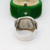 Sterling Silver Handmade Malachite & Carnelian Ring Vintage c1970 Size Q 1/2