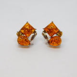 Pair of Sterling Silver Baltic Amber Mixed Shapes Stud Earrings Modern c2000