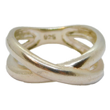 Sterling Silver Cross Over Open Band Ring Vintage c1970 Size J 1/2