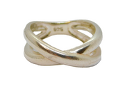 Sterling Silver Cross Over Open Band Ring Vintage c1970 Size J 1/2