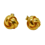 Pair of Gold On Sterling Silver Knot Ball Stud Earrings Vintage c1970