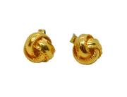Pair of Gold On Sterling Silver Knot Ball Stud Earrings Vintage c1970
