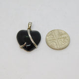 Sterling Silver Black Onyx Stylised Heart Pendant Contemporary c2000s