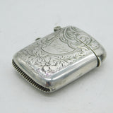 Art Deco Sterling Silver Floral Pattern Vesta Case Antique 1919 Birmingham