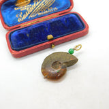 Ammonite Fossil Opal and Jade Pendant Antique Art Deco c1920