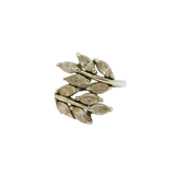 Sterling Silver 10 Stone Spinel Set Leaf Form Ring Modern c1990 Size M 1/2