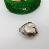 Sterling Silver Heart Locket Charm Pendant Vintage c1970