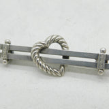 Victorian Sterling Silver Woven Heart Sweetheart Brooch Antique 1895 Chester