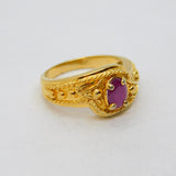 Sterling Silver Gilt Ruby Patterned Dress Band Ring Vintage c1990's Size N 1/2