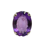 Sterling Silver Chunky Amethyst Studio Cocktail Ring Vintage c1970 Size O 1/2