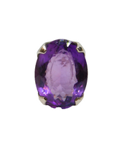Sterling Silver Chunky Amethyst Studio Cocktail Ring Vintage c1970 Size O 1/2