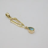 Sterling Silver Blue Topaz Peardrop Art Nouveau Style Pendant Modern c1990s