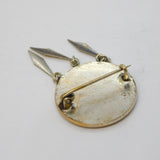 Art Deco Silver Plated & Guilloche Enamel Floral Drop Brooch Antique c1920s