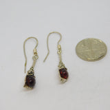 Pair of Sterling Silver Baltic Amber Studio Hook Drop Earrings Vintage c1970
