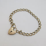 Sterling Silver Heart Padlock Clasp Flat Curb Bracelet Vintage 1979 London